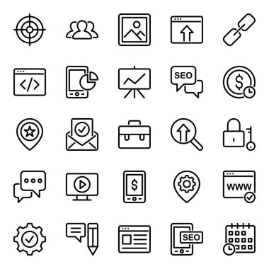 Arama motoru optimizasyonu için özet simgeleri.