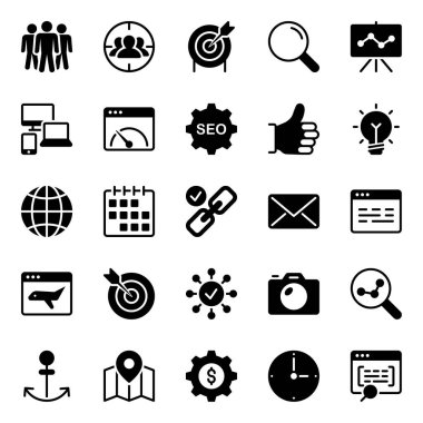 Arama motoru optimizasyonu için simge simgeleri.