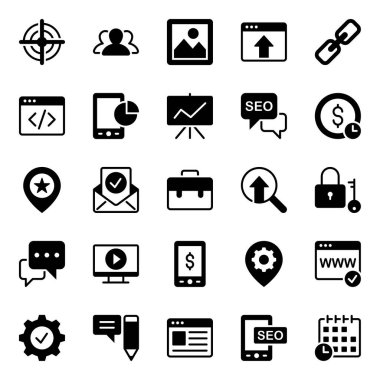 Arama motoru optimizasyonu için simge simgeleri.