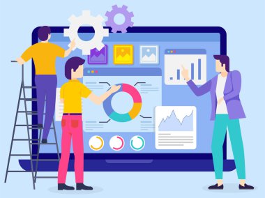 Web sitesinde arama yapan iş ekibi