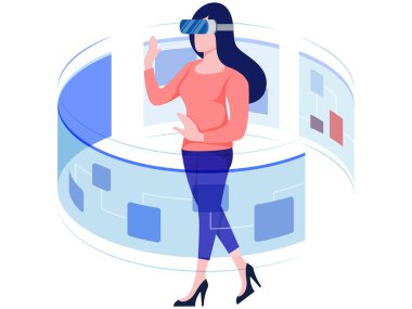 Sanal gerçeklik kullanarak çalışan kadın çalışan