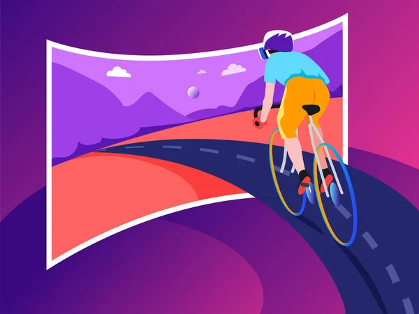 Viaje Bicicleta Realidad Virtual — Vector de stock