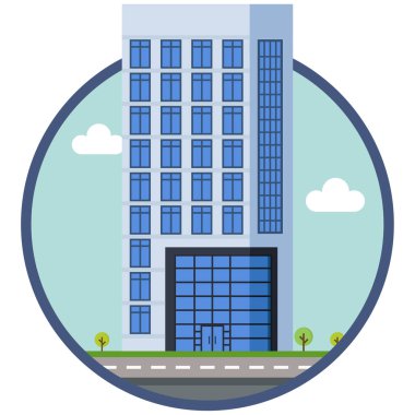 Otel şehir binası güzel bir illüstrasyon.