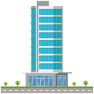 Otel şehir binası güzel bir illüstrasyon.