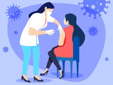 Doktor kıza aşı veriyor.