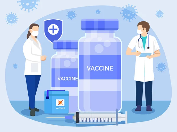 Illustration Zur Injektion Von Covid Corona Impfstoff — Stockvektor