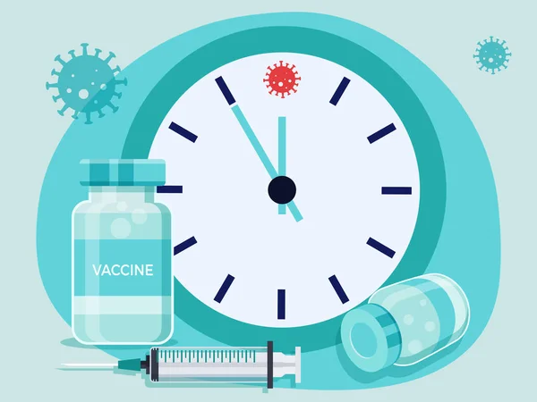 Covid Tempo Vaccinazione Iniezione — Vettoriale Stock