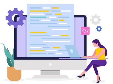 Kadın Geliştirici programlama yapıyor