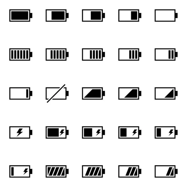 Een Pakje Batterij Gerelateerde Iconen Zuivere Energie Elektriciteit Thematische Kosten — Stockvector