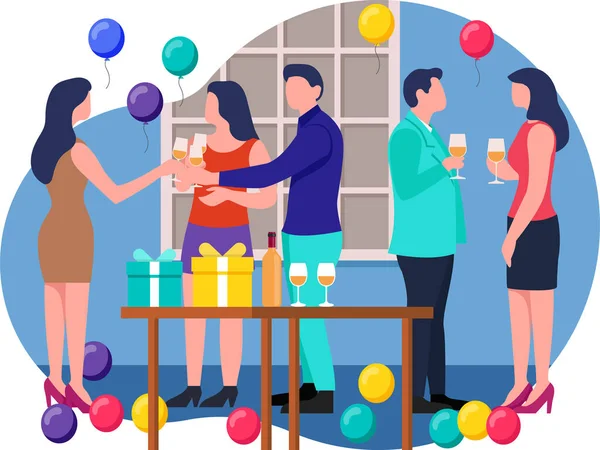 Gente Haciendo Ilustración Fiesta — Vector de stock