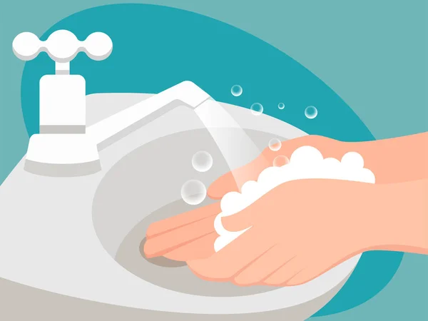 Covid Waschen Hand Sicher — Stockvektor