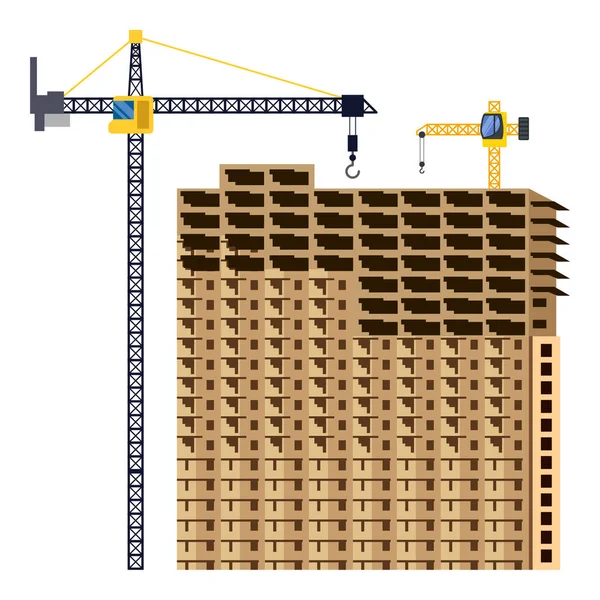 Construction Bâtiment Grue Tour Illustration — Image vectorielle