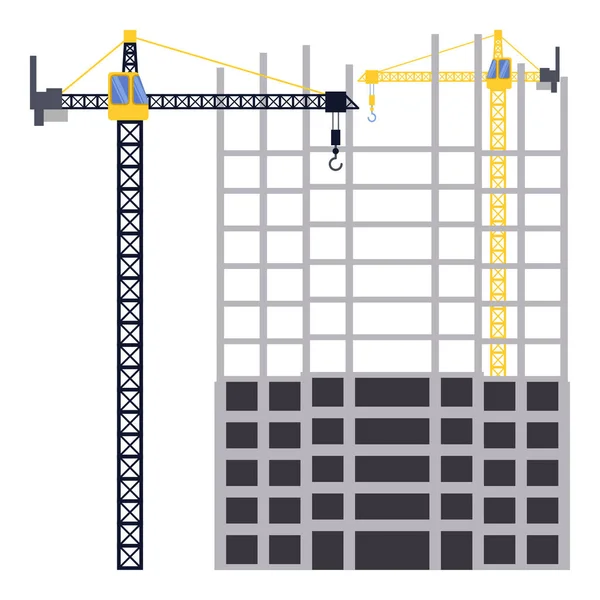 Construction Building Tower Crane Illustration — Stock Vector