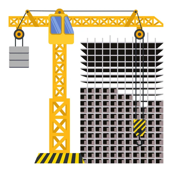 Construction Building Tower Crane Illustration — Stock Vector