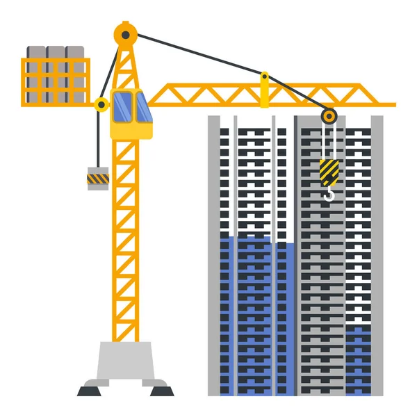 Construction Bâtiment Grue Tour Illustration — Image vectorielle