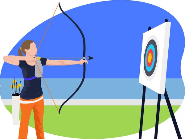 Female Archery Player Beautiful Illustration — Stockvector