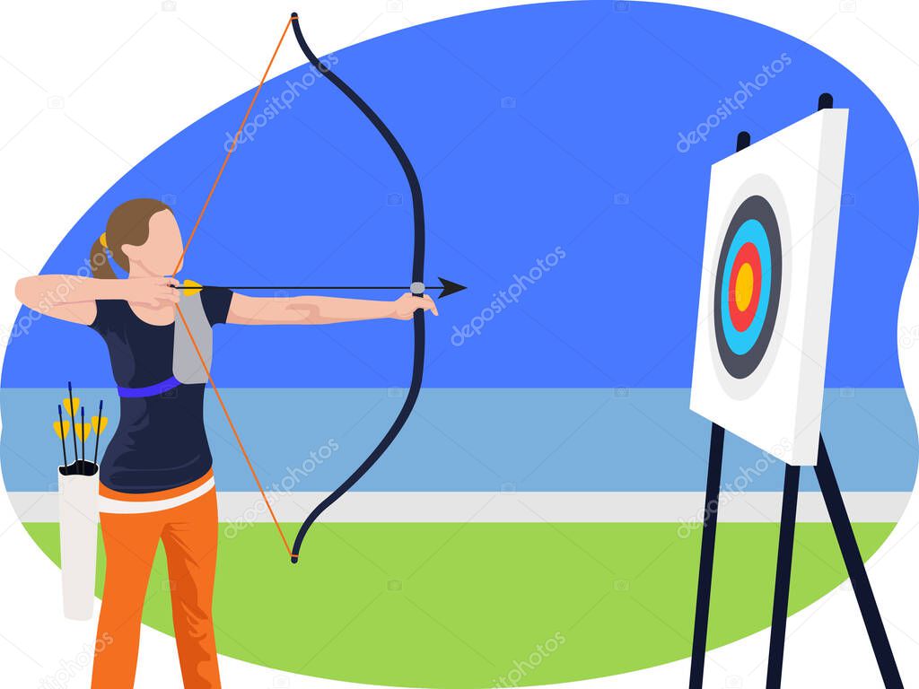 Female archery player beautiful illustration.