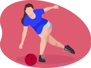 Kadın bovling oyunu illüstrasyonu.