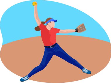 Kadın beyzbol oyuncusu illüstrasyonu