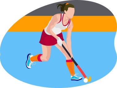 Kadın hokey oyuncusu illüstrasyonu