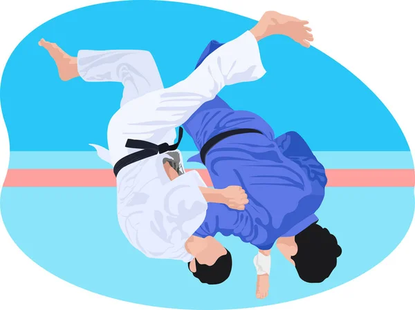 Judo Karate Harc Illusztráció — Stock Vector