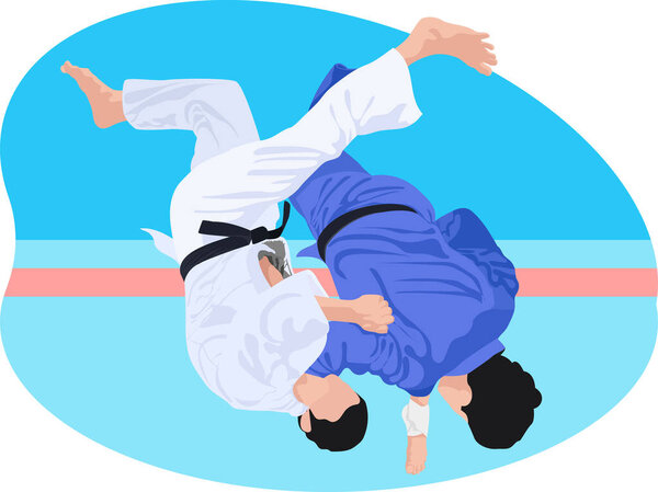 Judo karate fight illustration.
