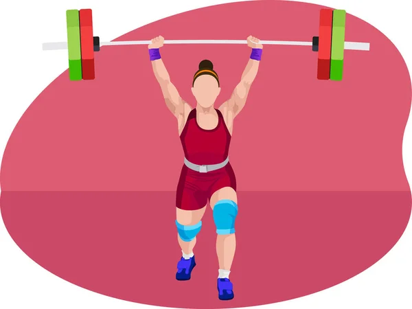 Weibliche Gewichtheberin Bodybuilding Illustration — Stockvektor