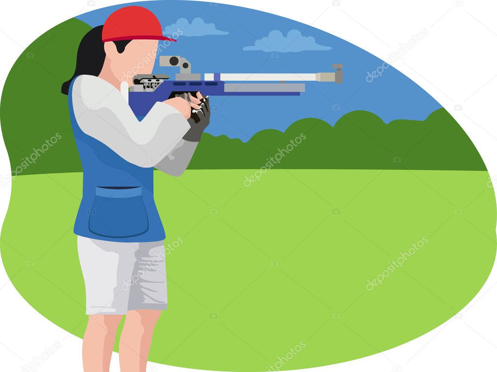 Female gun shooter illustration.