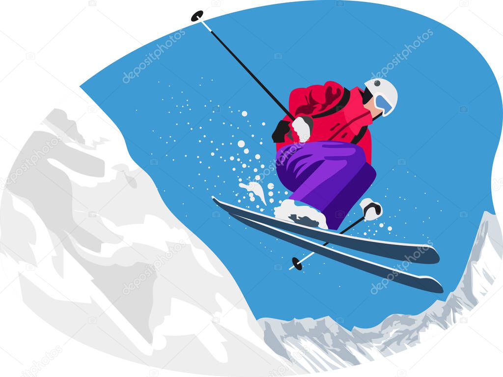 Snow skiing game illustration.