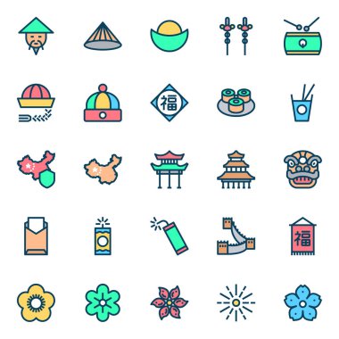 Çin kültürü için renk özeti simgeleri dolduruldu.