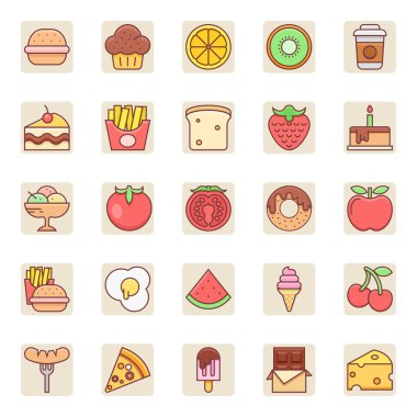 Yiyecek için renk özeti simgeleri dolduruldu.