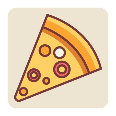 Pizza dilimi için doldurulmuş renk taslak simgesi.