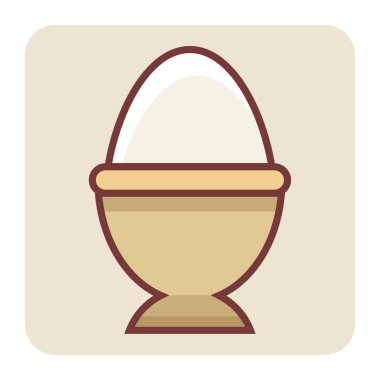 Haşlanmış yumurta için doldurulmuş renk taslak simgesi.