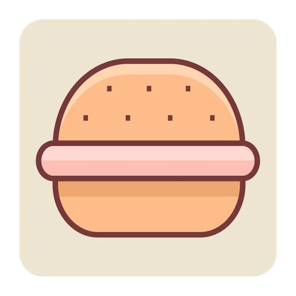 Ikon Pinggiran Warna Terisi Untuk Burger - Stok Vektor