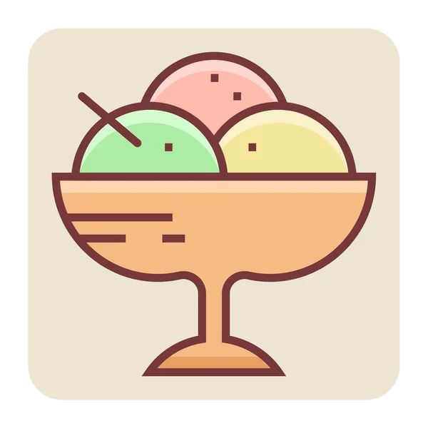 アイスクリームカップ用のフルカラーアウトラインアイコン — ストックベクタ