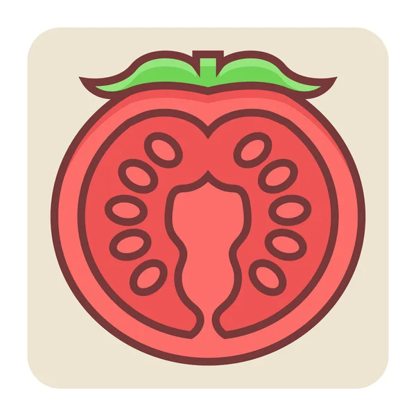 Icono Contorno Color Relleno Para Medio Tomate — Vector de stock