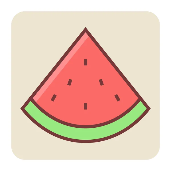 Filled Color Outline Icon Watermelon Slice — Stock Vector