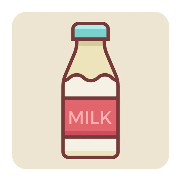 牛乳瓶の充填カラーアウトラインアイコン — ストックベクタ