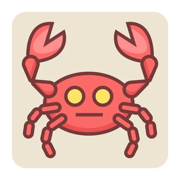 Gevuld Kleurenschema Pictogram Voor Krab — Stockvector