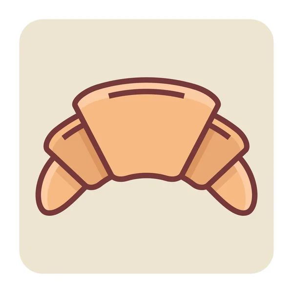 Ikon Pinggiran Warna Yang Diisi Penuh Bagi Croissant - Stok Vektor