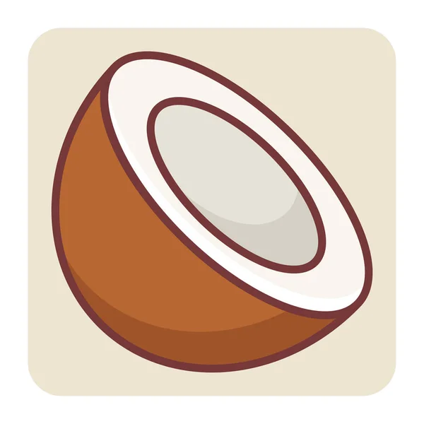 Filled Color Outline Icon Coconut Bowl — Stock Vector