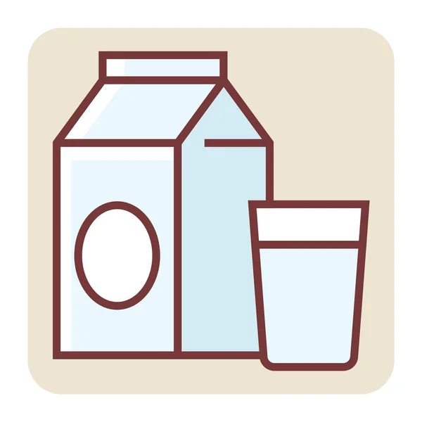Gevuld Kleurenschema Pictogram Voor Melk Verpakking — Stockvector