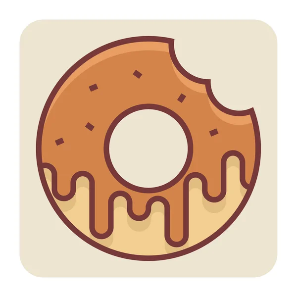 Ícone Contorno Cor Preenchido Para Donut Chocolate — Vetor de Stock