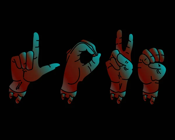 Valentine Zombie Hände Formen Das Wort Liebe Clip Art Illustration — Stockfoto
