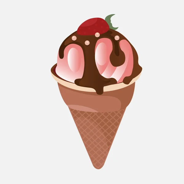 Strawberry soft serve ice cream ads, realistic soft serve with floating sauce and delicious fruit for summer