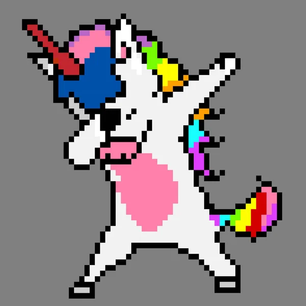 说明设计Dabbing Unicorn Pixel — 图库照片