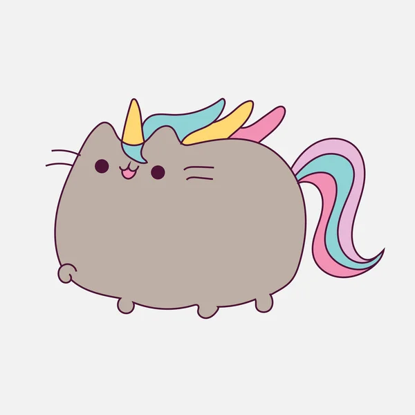 Lindo Unicornio Gato Ilustración Animal Wildlife Icon Concept —  Fotos de Stock
