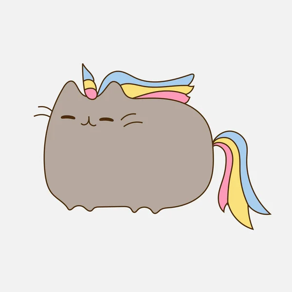 Lindo Unicornio Gato Ilustración Animal Wildlife Icon Concept — Foto de Stock