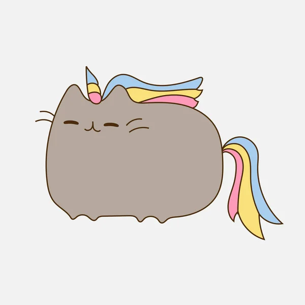 Lindo Unicornio Gato Ilustración Animal Wildlife Icon Concept —  Fotos de Stock