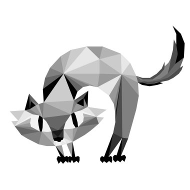 Parçalardan yapılmış bir kedi (çokgen). Konsept: Masaüstü dekorasyonu, duvar kağıdı, dekor. Vektör